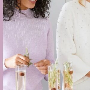 Laura Rhinestone Mock Neck Sweater Orchid Purple